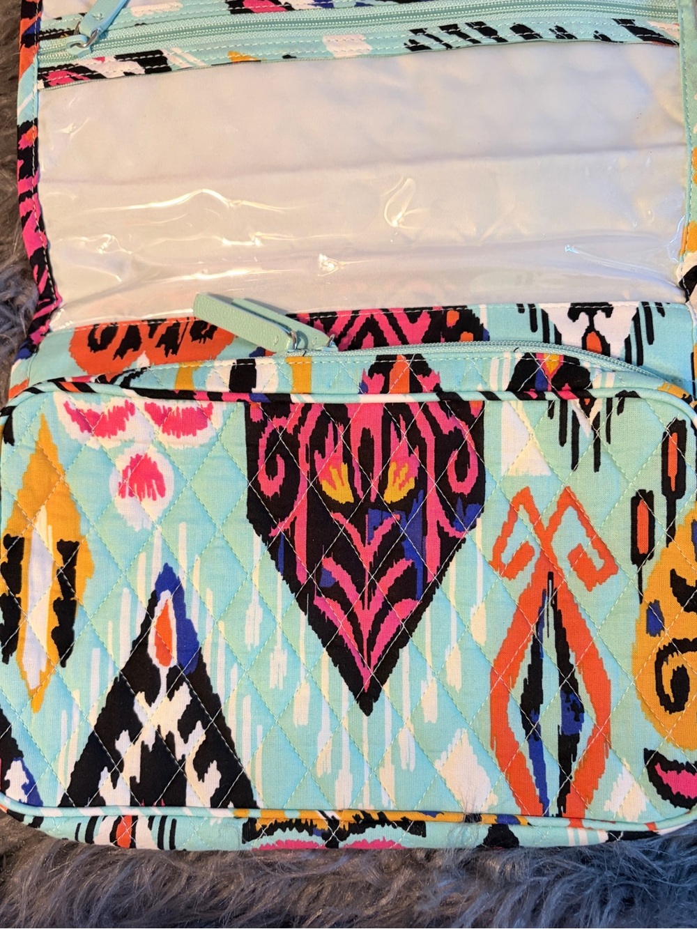 Vera Bradley Pueblo Print Quilted Patterned Hanging Organizer - Aqua Multicolor - Picture 5 of 7